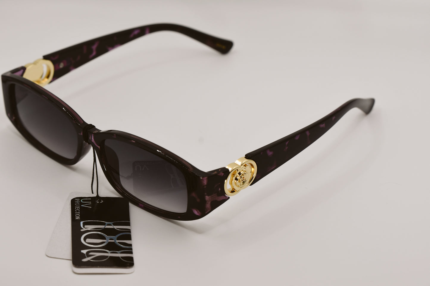 Two Ring Flower Hinge Purple Sunglasses