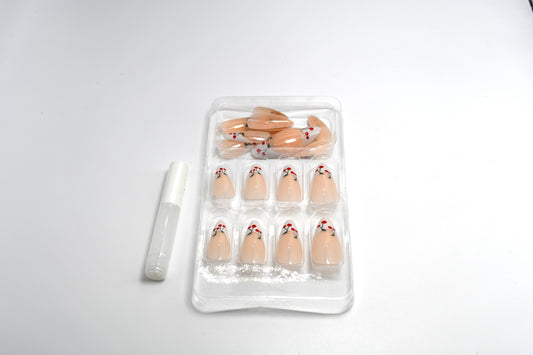 White French Tip Cherry Accents