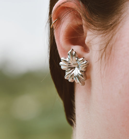 Silver Flower Studs