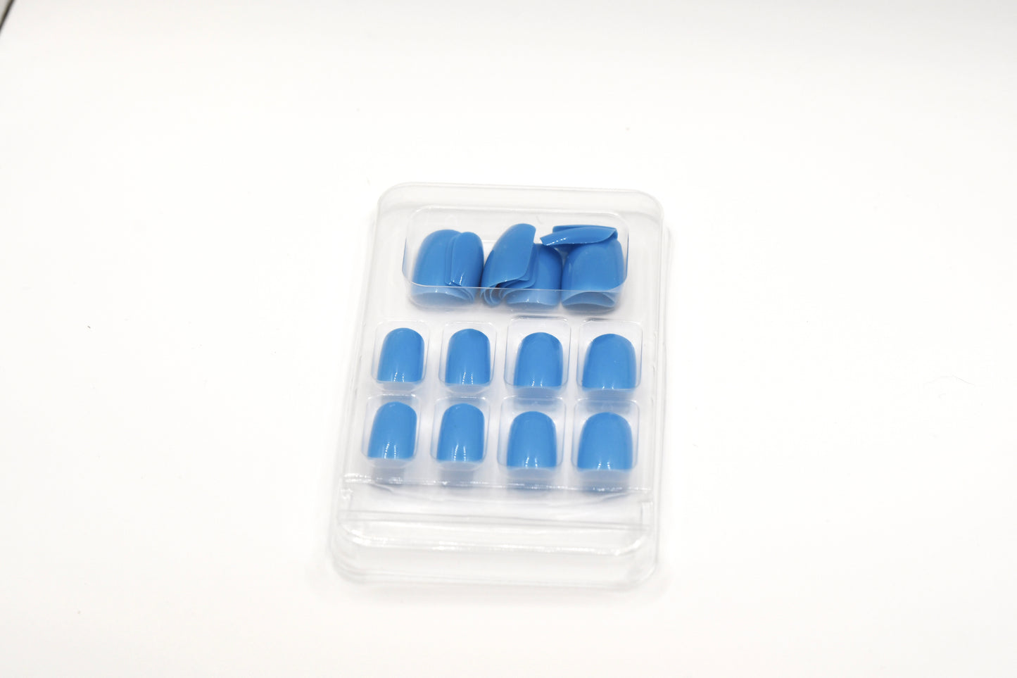 Solid Blue Short Nails