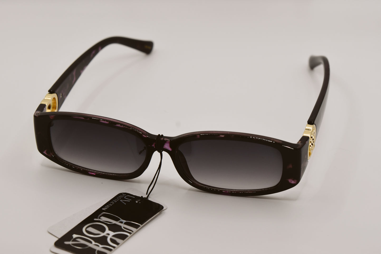 Two Ring Flower Hinge Purple Sunglasses