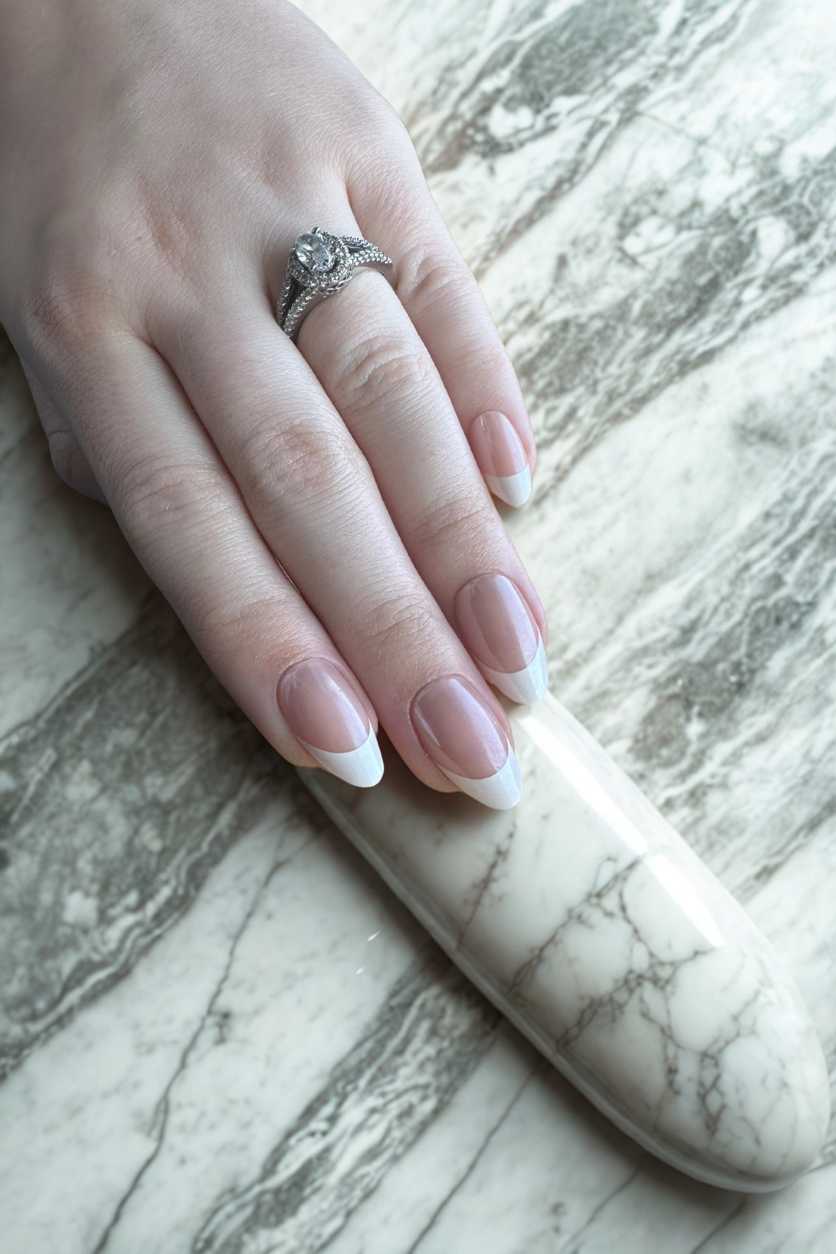 White French tip chrome
