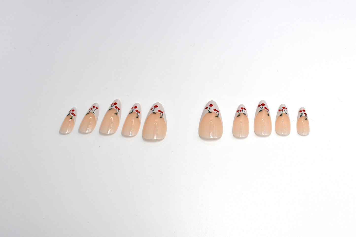 White French Tip Cherry Accents