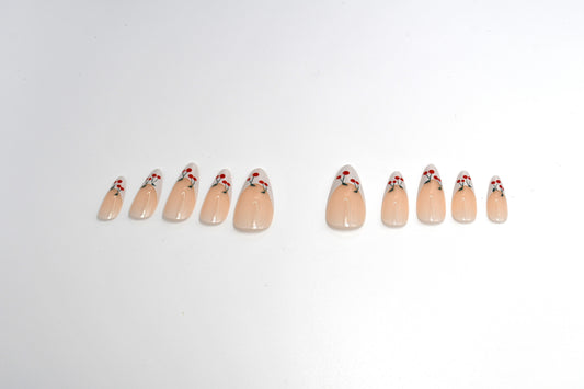 White French Tip Cherry Accents