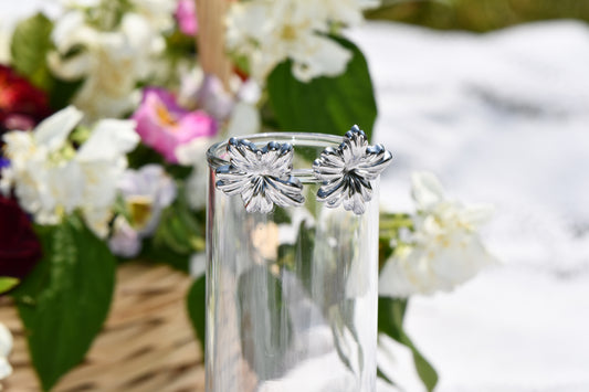 Silver Flower Studs