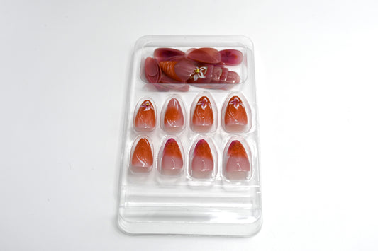 3D Orange Short Nails, Accents