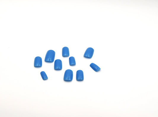 Solid Blue Short Nails