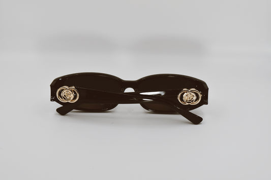 Two Ring Golden Flower Hing Black Sunglasses