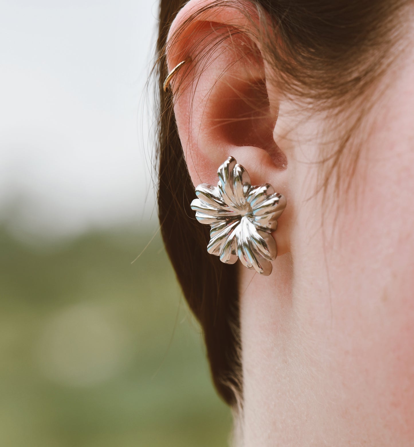 Silver Flower Studs